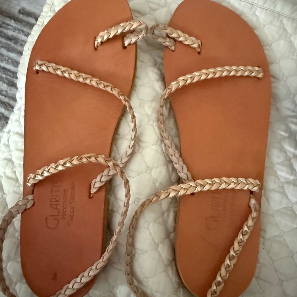 Greek Braided Strap Tan Women's handmade  Sandals